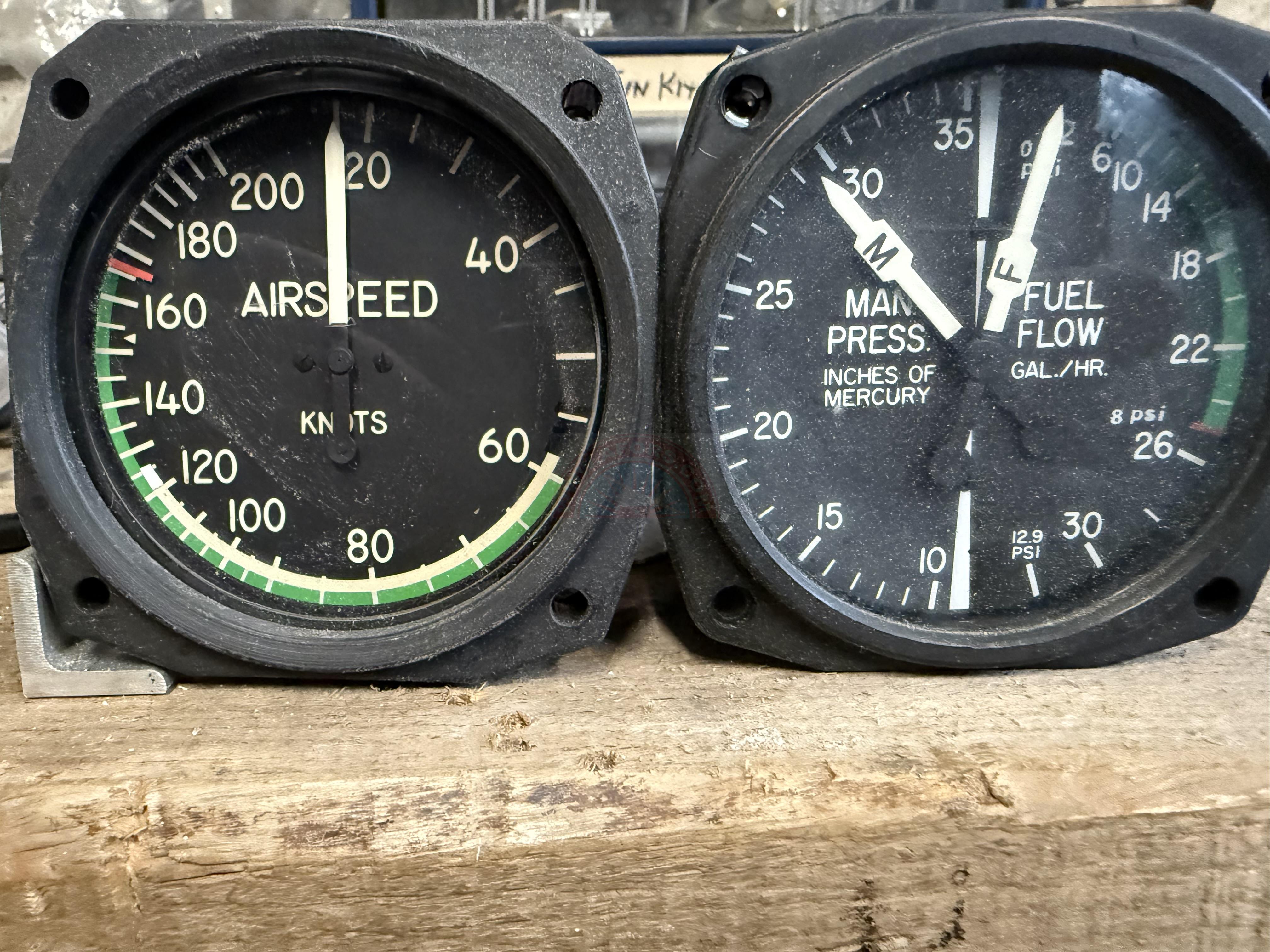 Airspeed Indicator and Man Pressure/Fuel Flow Gauge