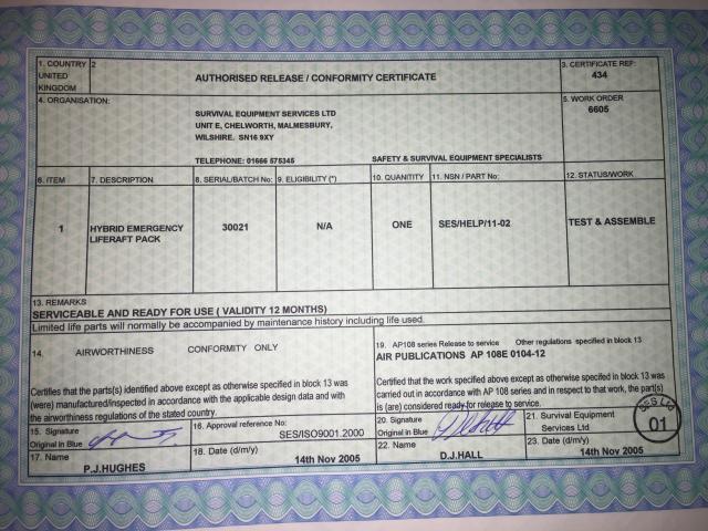 Original Release Certificate
